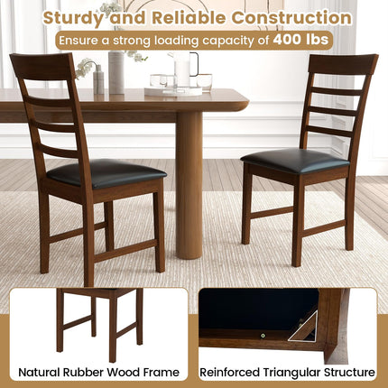 Dreamade Wooden Dining Chairs Set of 2/4, PU Leather Upholstered Kitchen Chairs w/Rubber Wood Frame