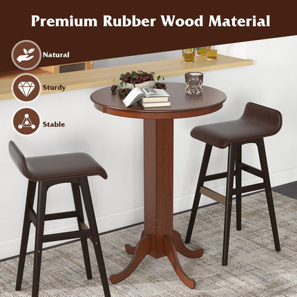 Dreamade 30” Round Bar Table, Dining Table with Rubber Wood Frame
