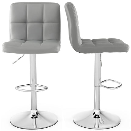 Dreamade Bar Stool, Modern Swivel Adjustable Armless Barstools, Square Counter Height PU Leather Bar Stools