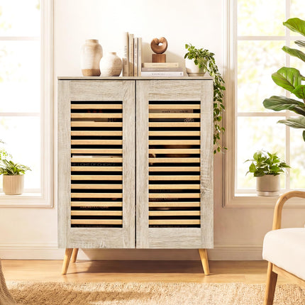 Dreamade Shoe Cabinet 4-Tier Shoe Rack Organizer Cabinet(Louvered Door)