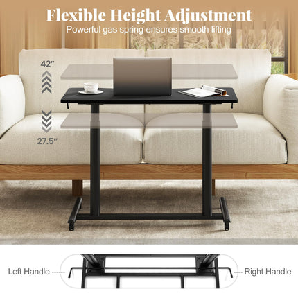 Dreamade Mobile Standing Desk Height Adjustable Computer Desk with Wheels & Aluminum Frame
