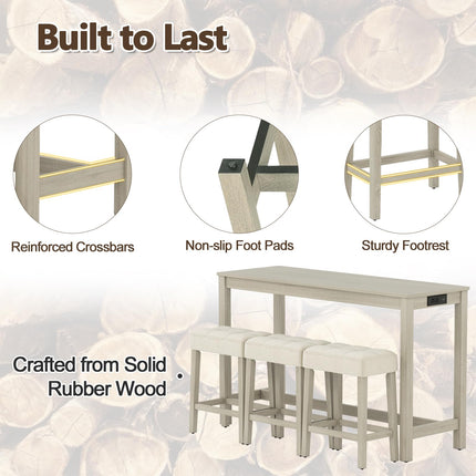 Dreamade Counter Height Table with 3 Stools and 4-Piece Breakfast Nook Bar Set