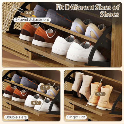 Dreamade Rattan Shoe Cabinet with 2 Flip Drawers
