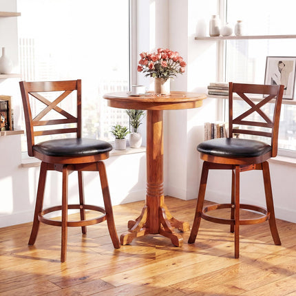 Dreamade 25 Inch Swivel Bar Stools Set of 2/4 with PU Faux Leather Upholstered Seat