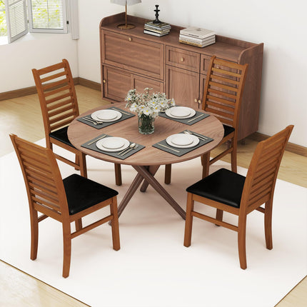 Dreamade Wooden Dining Chairs Set PU Leather Upholstered Kitchen Armless Chairs w/Rubber Wood Legs