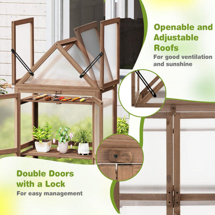 Dreamade Garden Cold Frame Mini Greenhouse Storage Shelves