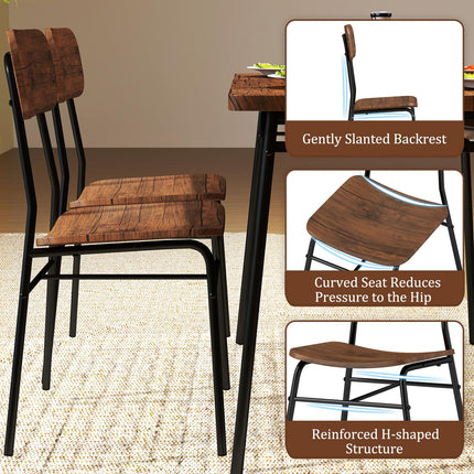Dreamade Dining Table Set for 4, Kitchen Table with Bench & 2 Chairs, Storage & Metal Frame