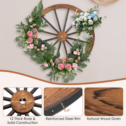 Dreamade 30-Inch Wagon Wheels 4 Pieces, Decorative Wooden Wheels