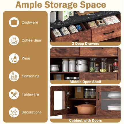 Dreamade Sideboard Buffet Cabinet, Coffee Bar Cabinet with 2 Drawers