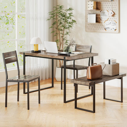 Dreamade 4-Piece Dining Table Set for 4 with 1 Bench and 2 Chairs