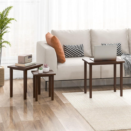 Dreamade Nesting Tables Set of 3, Farmhouse Stacking Side Tables with Rubber Legs