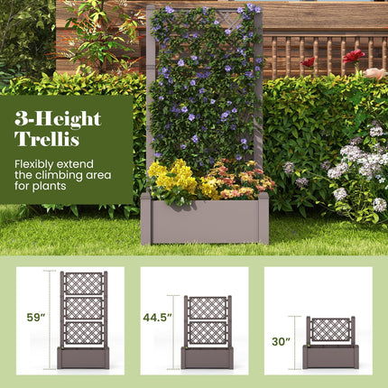 Dreamade Raised Garden Bed with Trellis 59”, Self-Watering Planter Box with Water Level Indicator & Removable Space Dividers