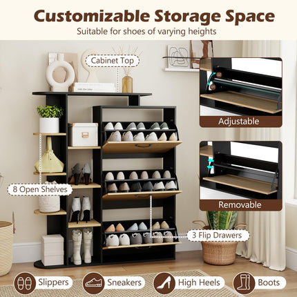 Dreamade Shoe Cabinet with 3 Flip Drawers