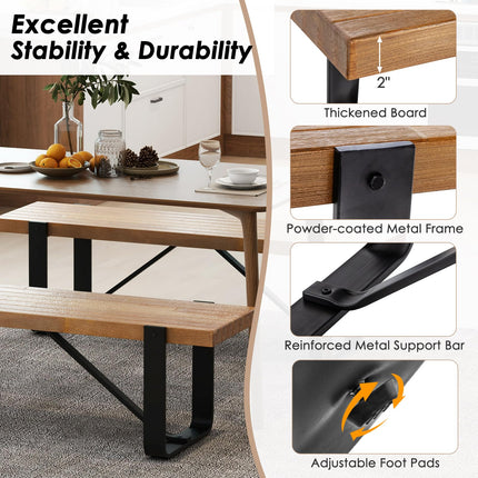 Dreamade Dining Bench, 60 Inch Entryway Shoe Rack Bench, Long Kitchen Bench with Metal Frame