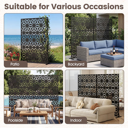 Dreamade 72''H x 48''W Freestanding Metal Privacy Screen with Stable Legs
