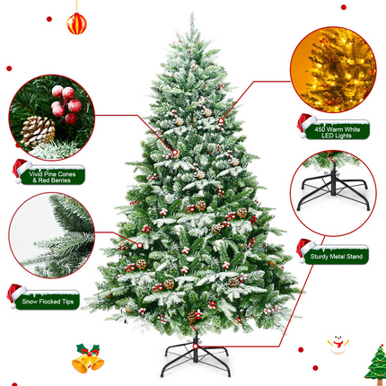 Dreamade 6.5FT Snow Flocked Christmas Tree - DreamadeUS