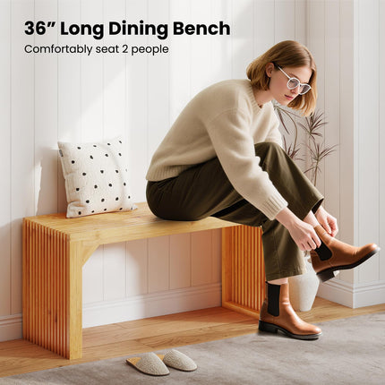 Dreamade 36" Bamboo Dining Bench 660Lbs Capacity 2-Person Kitchen Table Bench for Living Room