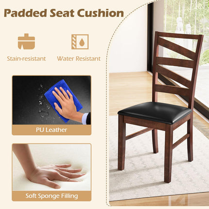 Dreamade Wooden Dining Chairs Set of 2/4 Farmhouse Kitchen Chairs with Rubber Wood Legs