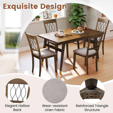 Dreamade Dining Chairs Set of 2/4 Fabric Upholstered Armless Kitchen Chairs w/Hollowed Backrest