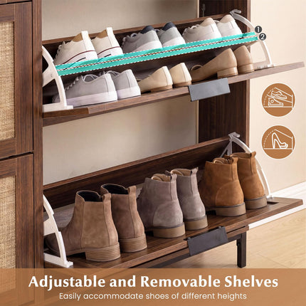 Dreamade Large Shoe Storage Cabinet w/ 4 Flip Drawers