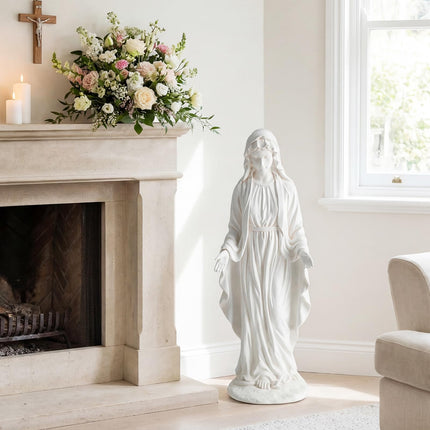 Dreamade Virgin Mary Garden Statue 29.5" | Blessed Mother Outdoor Religious Statue with Serpent