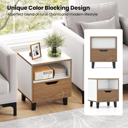 Dreamade Mid Century Modern Nightstand with Metal Legs