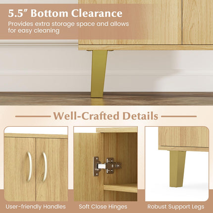 Dreamade 6-Tier Modern Freestanding Wooden Shoe Cabinet with Doors and Removable Shelves