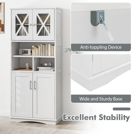 Dreamade 57" Tall Bathroom Cabinet, Storage Cabinet with Acrylic Doors & Adjustable Shelves