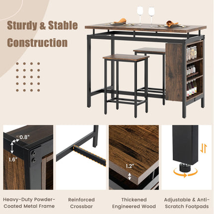 Dreamade 3-Piece Dining Table Set - Counter Height Dining Table Set with 2 Bar Stools