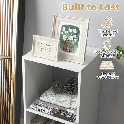 Dreamade 2-Cube Bookcase, White Cubby Bookshelf w/Back Guardrail & Anti-Tipping Kits