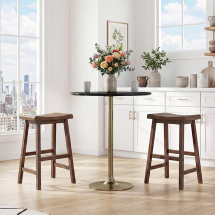 Dreamade 24 Inch Counter Height Saddle Bar Stools with Footrest (2/4)
