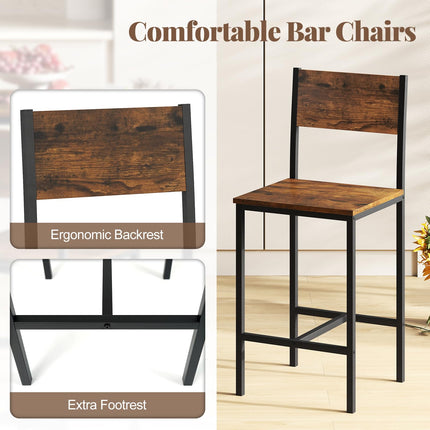Dreamade Bar Table and Chair Set with 2 Counter Height Bar Stools