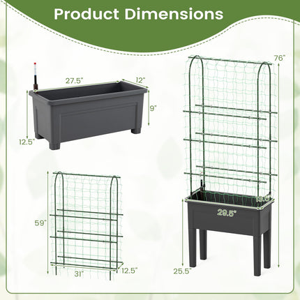 Dreamade Raised Garden Bed with Legs and Trellis for Climbing Plants
