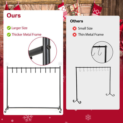 Dreamade 10-Hook Christmas Stocking Holder Stand on Wheels