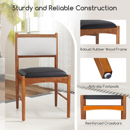 Dreamade Wooden Dining Chairs, Upholstered Kitchen Chairs w/Rubber Wood Frame & Faux Leather Padded Seat