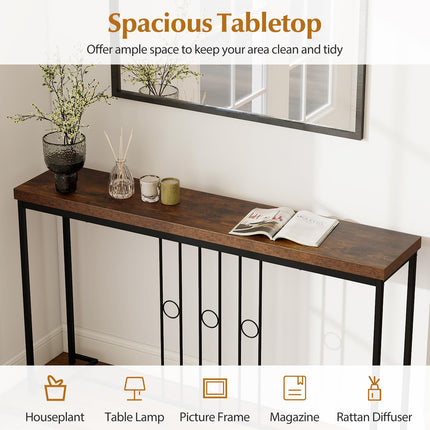 Dreamade 55" Narrow Entryway Table with H-Shaped Base & Spacious Tabletop