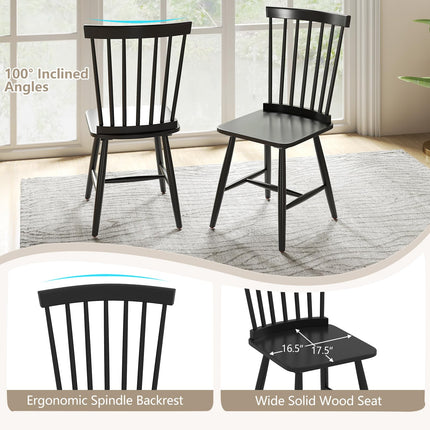 Dreamade Windsor Dining Chairs Set of 2/4 Black, w/Wide Seat & Spindle Back, Max Load 400 Lbs