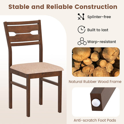 Dreamade Wooden Dining Chairs Set of 2/4 Fabric Upholstered Kitchen Armless Chairs