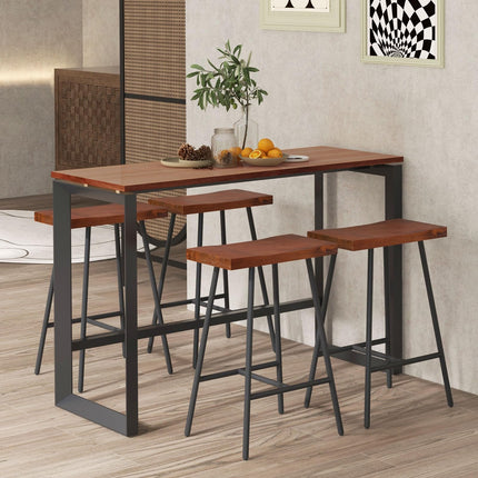 Dreamade 24" Bar Stools Set of 2, Counter Height Bar Stools with Footrests, Solid Metal Legs