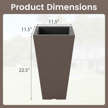 Dreamade Square Taper Planter Set of 2 Self-Watering Flower Pots ( 11.5"x11.5"x22.5")