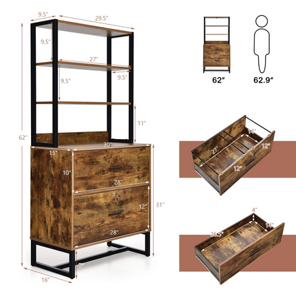Dreamade Lateral File Cabinet with 2 Drawers with Lock