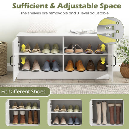Dreamade 2-Door Shoe Storage Bench Wooden Entryway Bench
