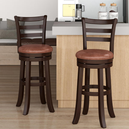 Dreamade 30" Counter Height Swivel Barstools Set of 2/4 with Faux Leather Seat and Wrap-around Footrest