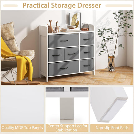 Dreamade Storage Cabinet with 7 Drawers & Open Shelf, Chest of Drawers, Console Table