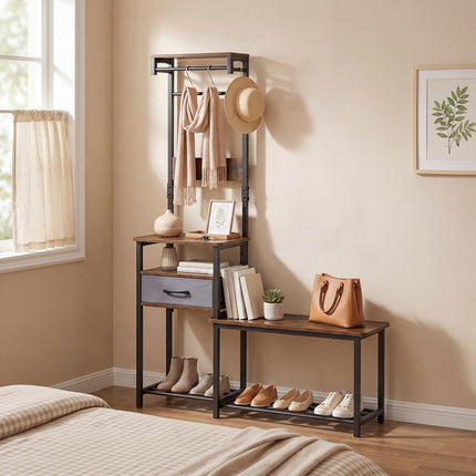Dreamade 7-in-1 Hall Tree with Bench and Shoe Storage