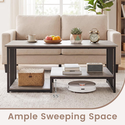 Dreamade 43.5" Coffee Table 2-Tier Center Table with Storage