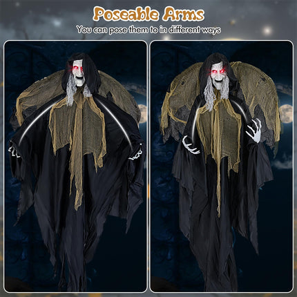 Dreamade 8.2 FT Halloween Standing Witch, Poseable Halloween Animatronic Prop with Light up Eyes
