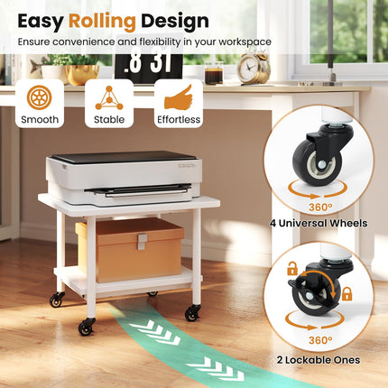 Dreamade 2 Tier Mobile Printer Table with Storage Shelf