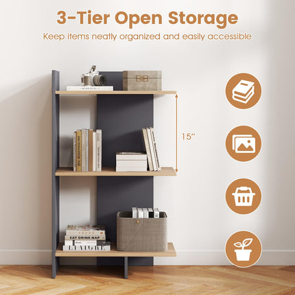 Dreamade 3-Tier Wooden Free Standing Open Storage Bookshelf with Anti-Tipping Kit