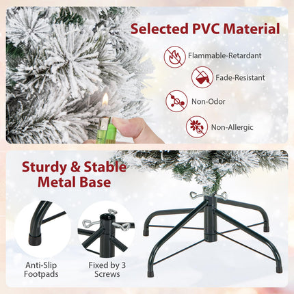 Dreamade Pre-Lit Snow Flocked Pencil Christmas Tree for Home Office Holiday Decor